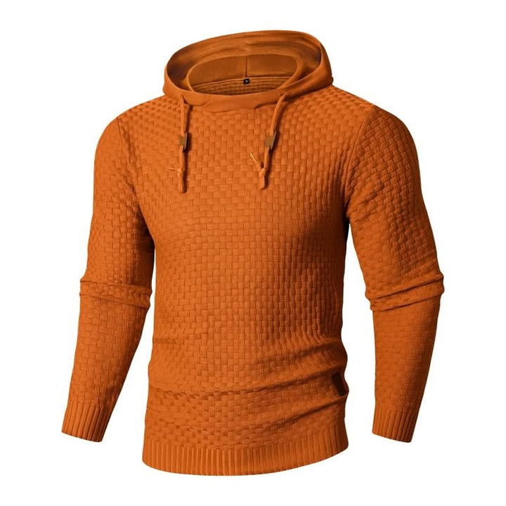Men's Textured Knit Hooded Jumper