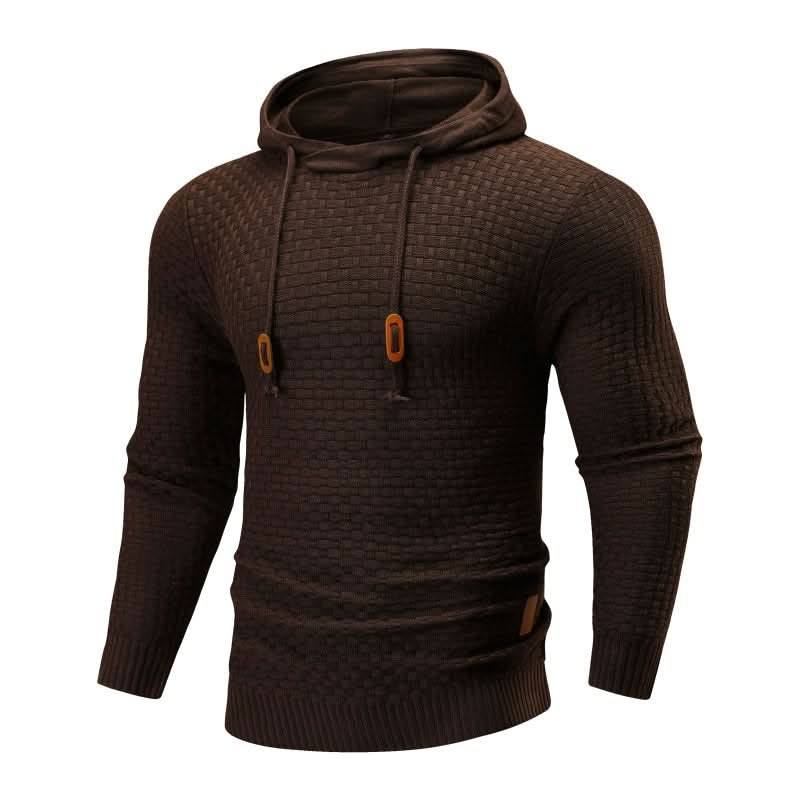 Men's Textured Knit Hooded Jumper