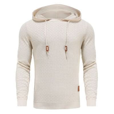 Men's Textured Knit Hooded Jumper