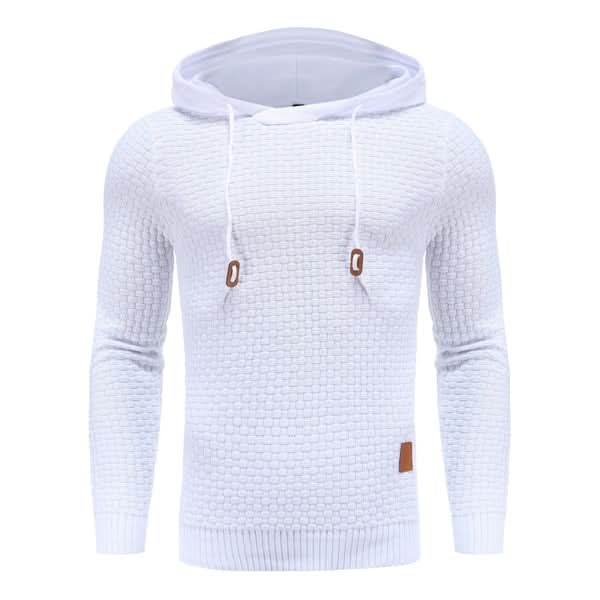 Men's Textured Knit Hooded Jumper