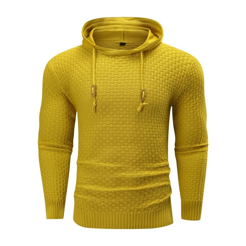 Men's Textured Knit Hooded Jumper