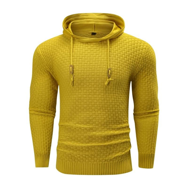 Men's Textured Knit Hooded Jumper