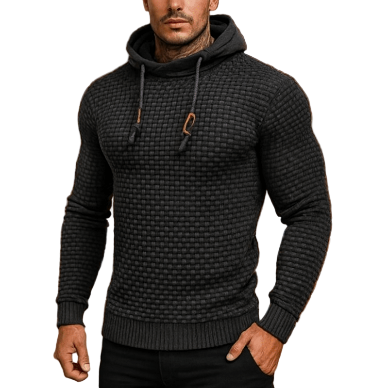 Men's Textured Knit Hooded Jumper