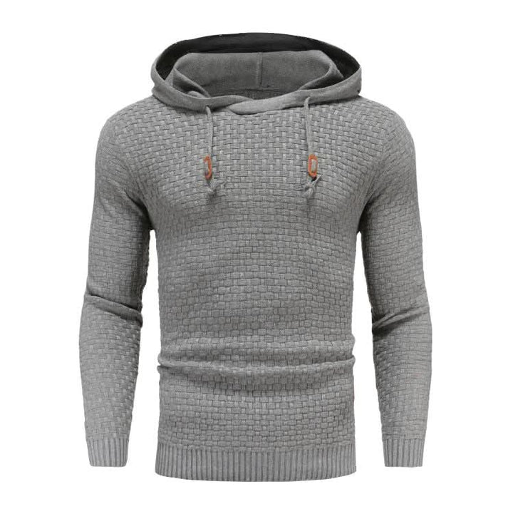 Men's Textured Knit Hooded Jumper