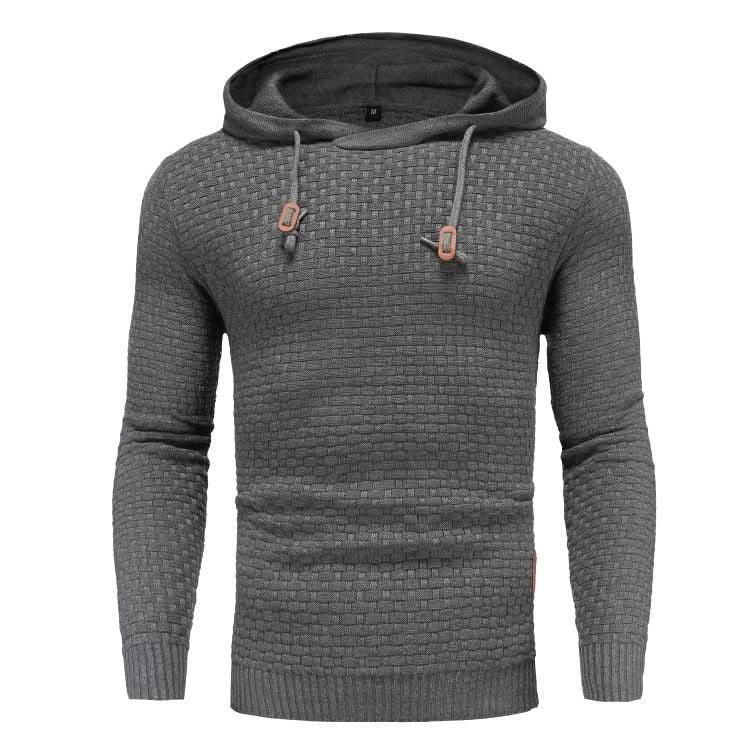 Men's Textured Knit Hooded Jumper