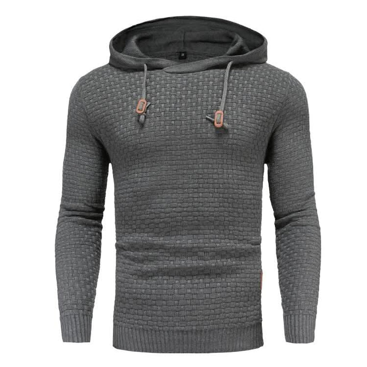 Men's Textured Knit Hooded Jumper