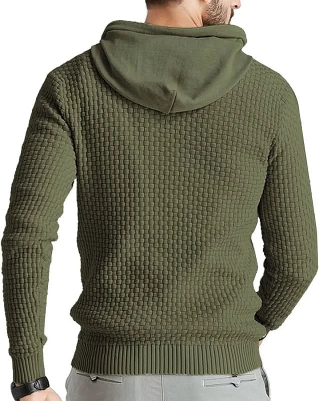Men's Textured Knit Hooded Jumper