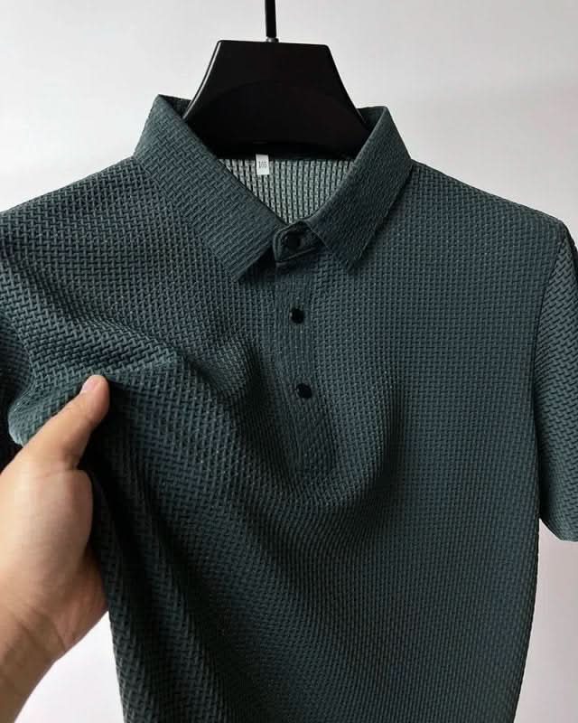 Men's Textured Knit Long-Sleeve Polo