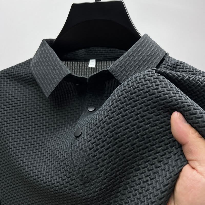 Men's Textured Knit Long-Sleeve Polo