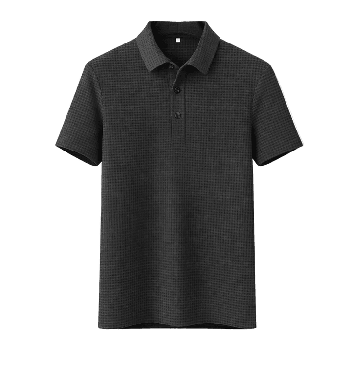 Men's Textured Knit Long-Sleeve Polo