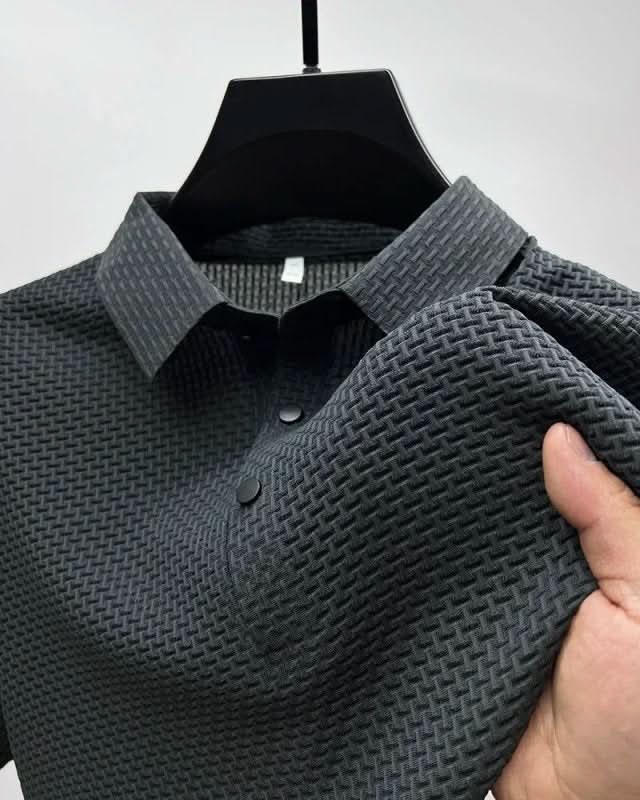 Men's Textured Knit Long-Sleeve Polo