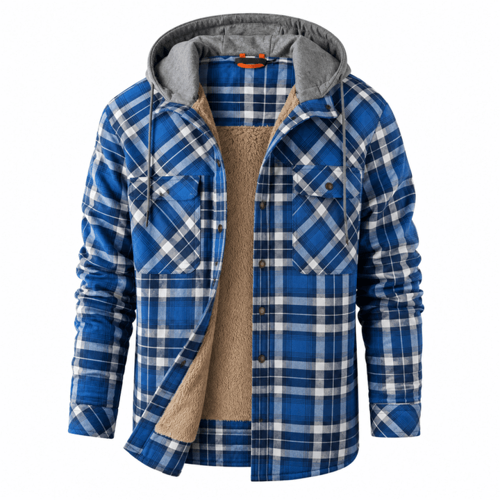 Men's Sherpa-Lined Flannel Hooded Shirt Jacket