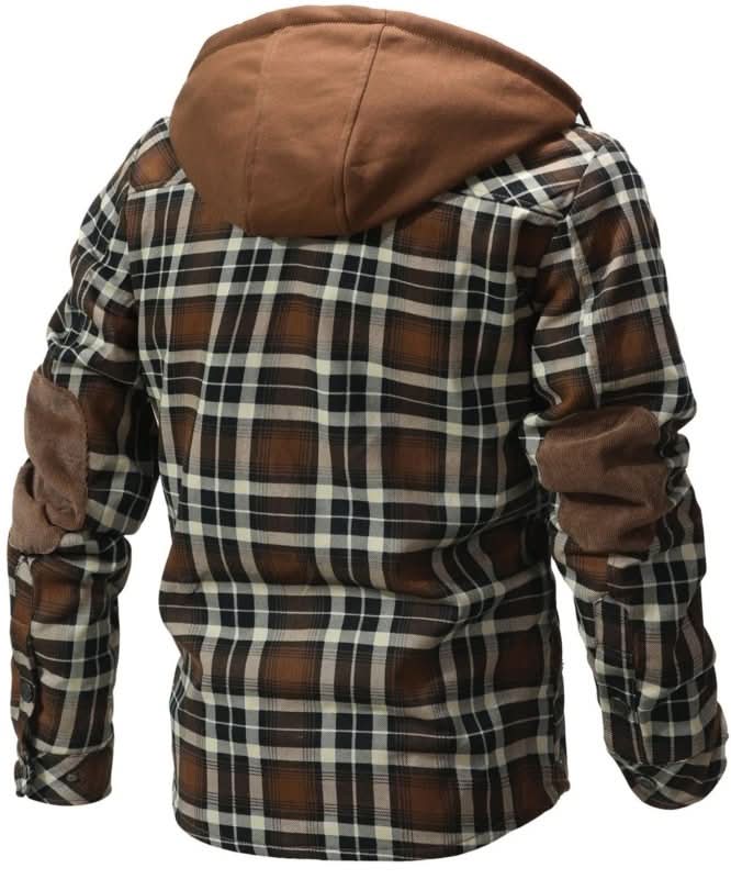 Men's Sherpa-Lined Flannel Hooded Shirt Jacket