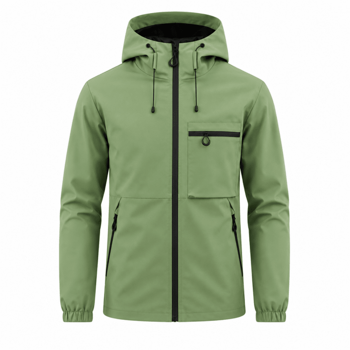 Men's Hooded Zip-Up Jacket with Chest Pocket
