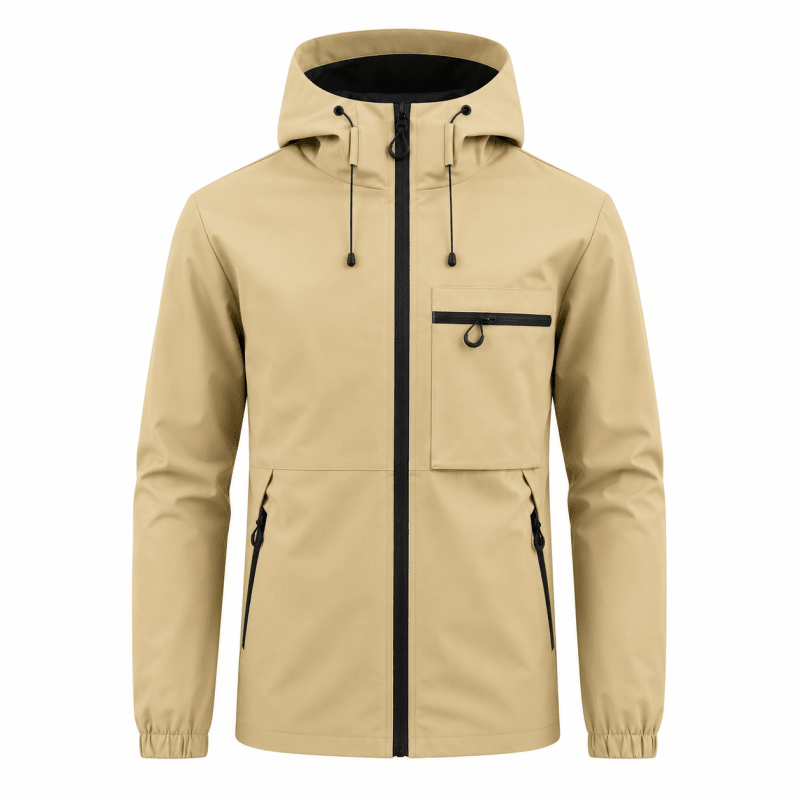 Men's Hooded Zip-Up Jacket with Chest Pocket