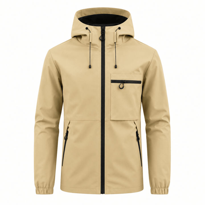 Men's Hooded Zip-Up Jacket with Chest Pocket