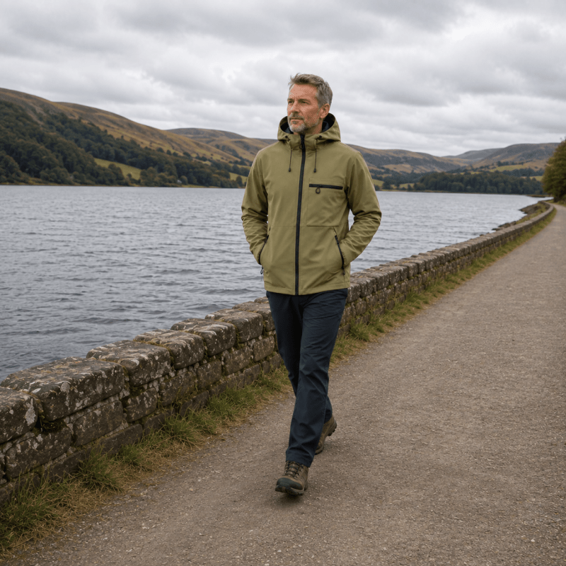 Men's Hooded Zip-Up Jacket with Chest Pocket
