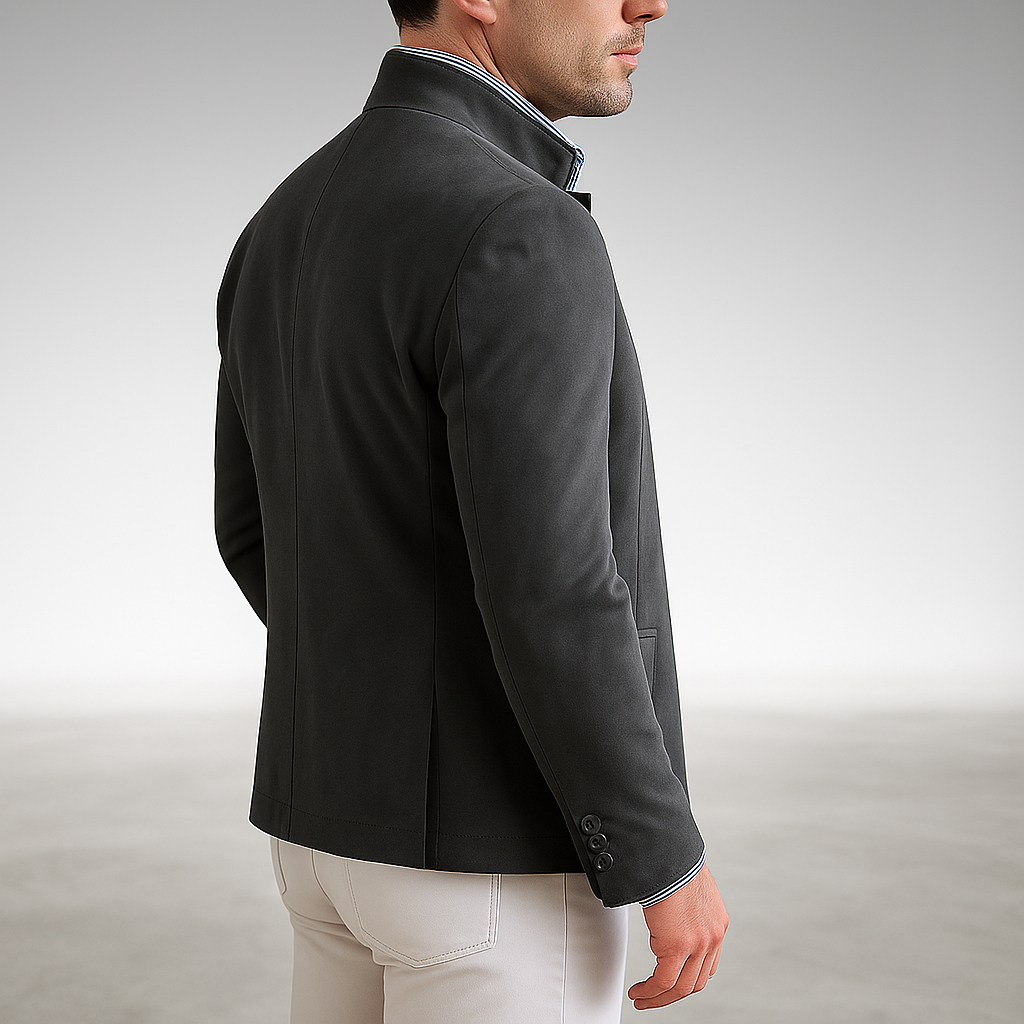 Men's Stand Collar Button Front Tailored Jacket