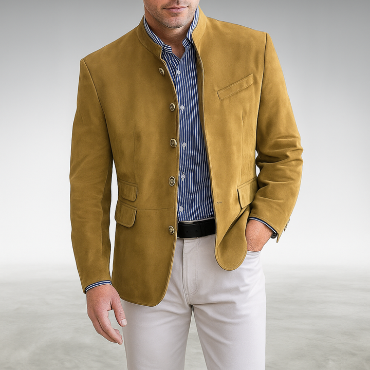 Men's Stand Collar Button Front Tailored Jacket
