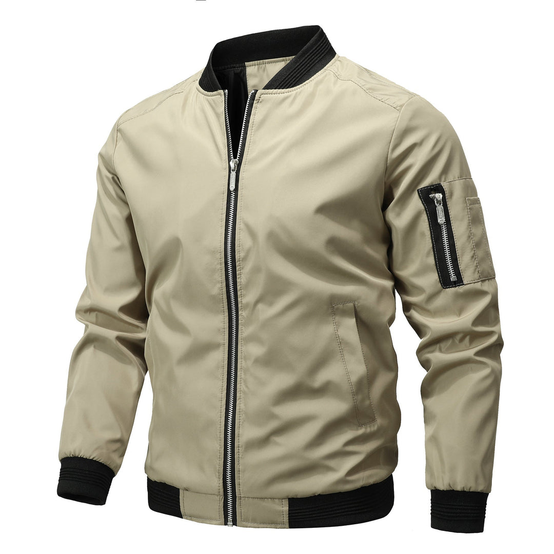Men's Lightweight Bomber Jacket with Zipped Sleeve Pocket