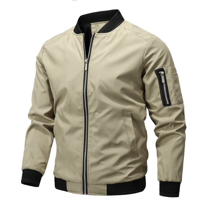 Men's Lightweight Bomber Jacket with Zipped Sleeve Pocket