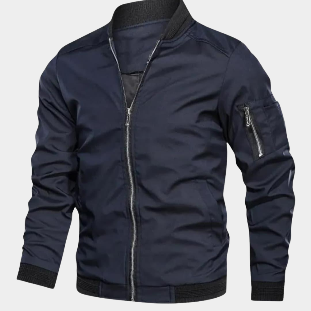 Men's Lightweight Bomber Jacket with Zipped Sleeve Pocket
