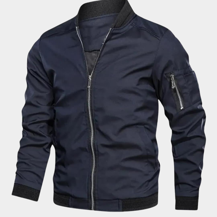 Men's Lightweight Bomber Jacket with Zipped Sleeve Pocket