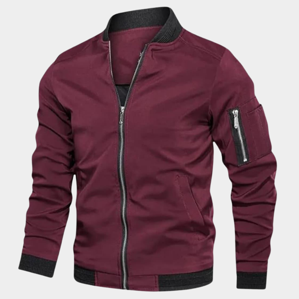 Men's Lightweight Bomber Jacket with Zipped Sleeve Pocket