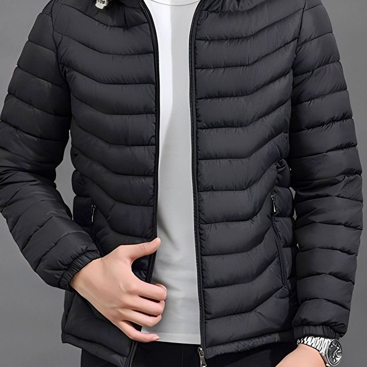 Men's Quilted Puffer Jacket with Removable Hood