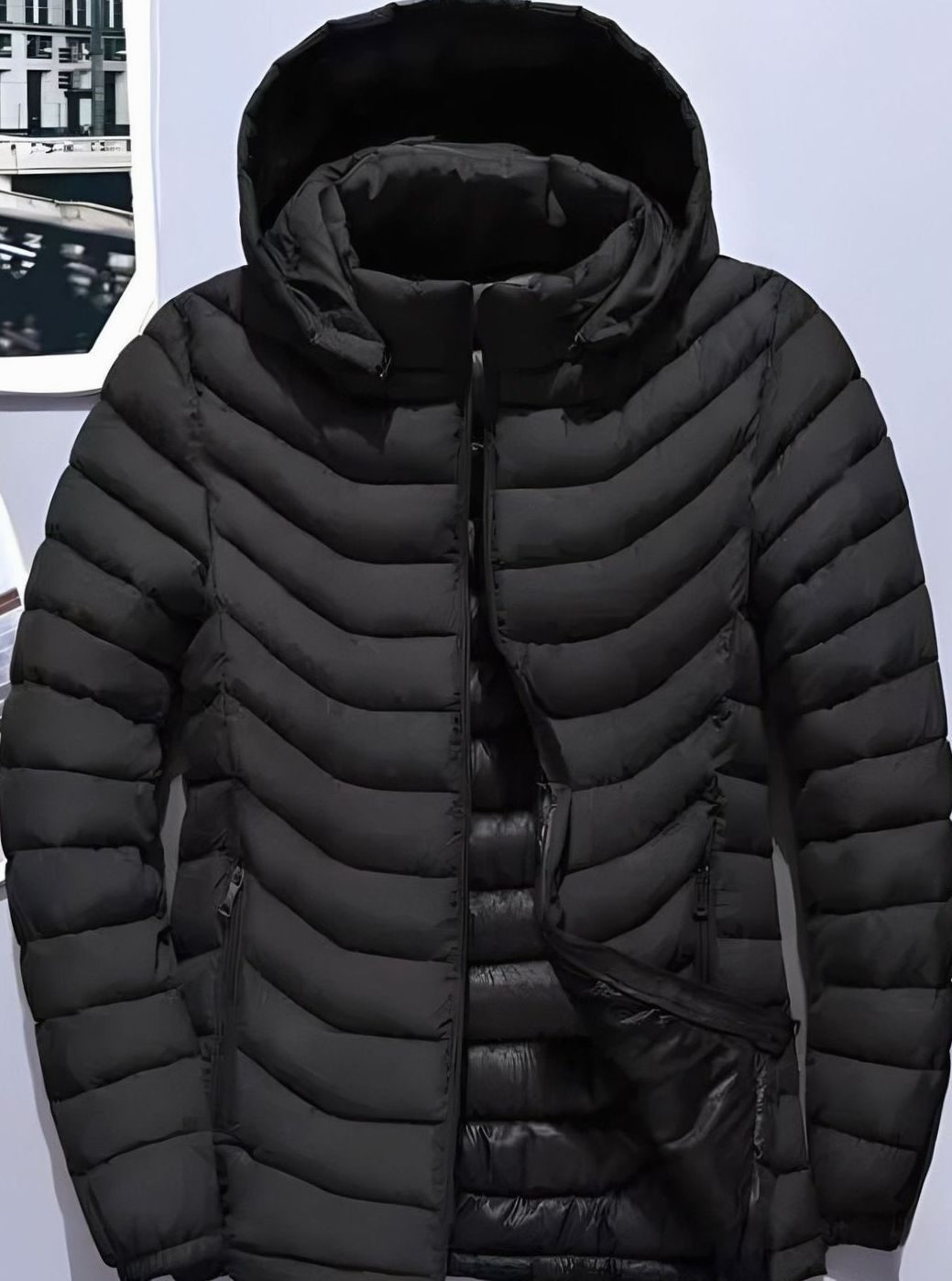Men's Quilted Puffer Jacket with Removable Hood