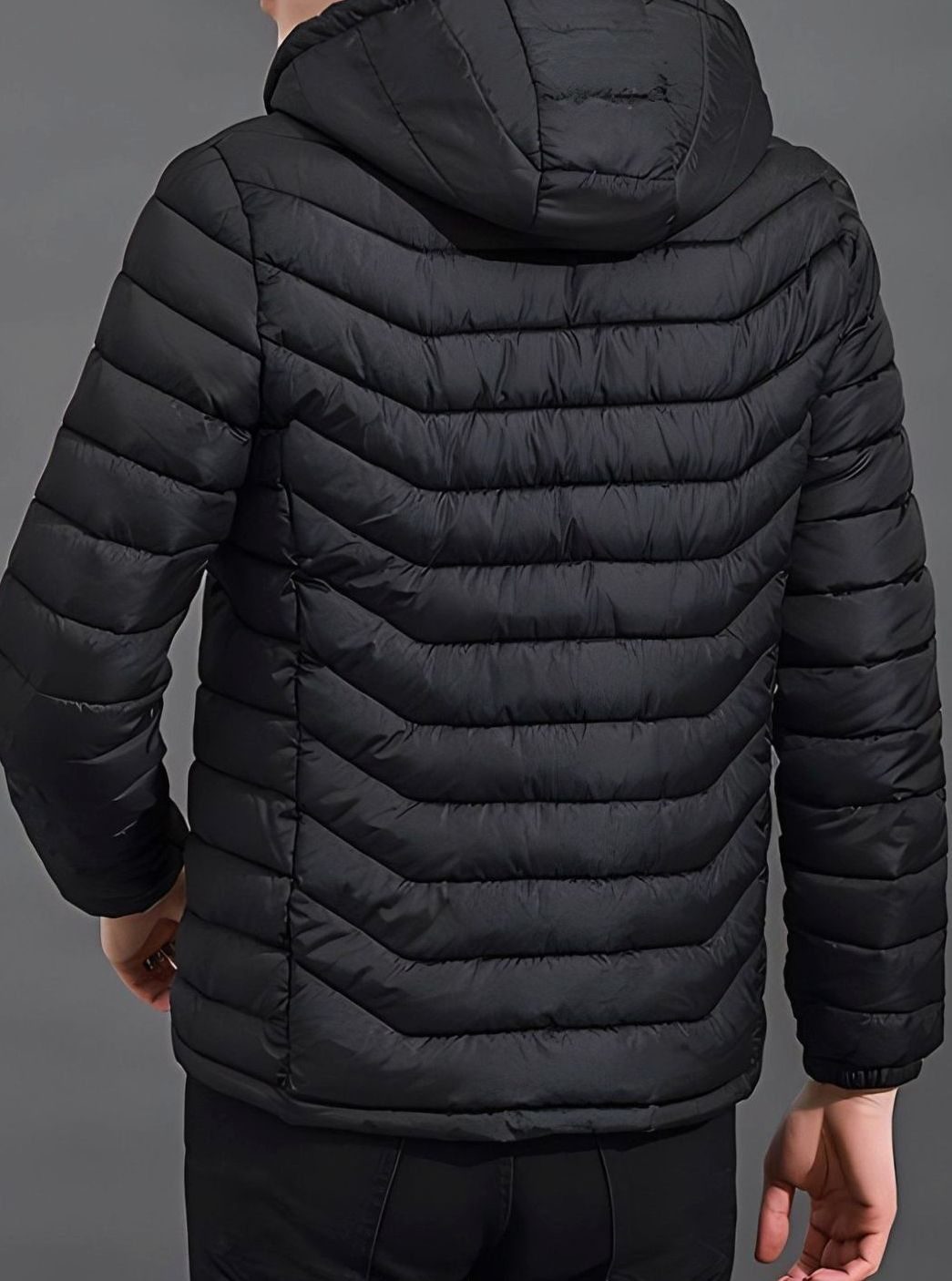 Men's Quilted Puffer Jacket with Removable Hood