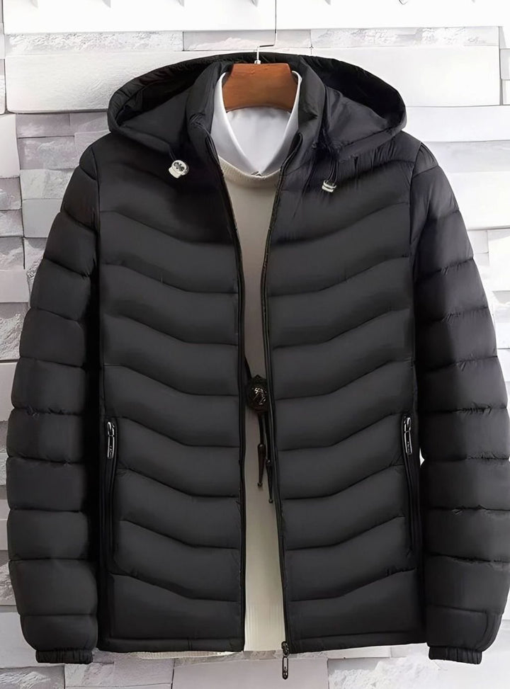 Men's Quilted Puffer Jacket with Removable Hood