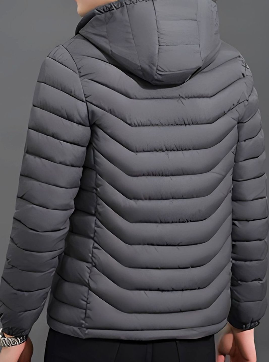 Men's Quilted Puffer Jacket with Removable Hood