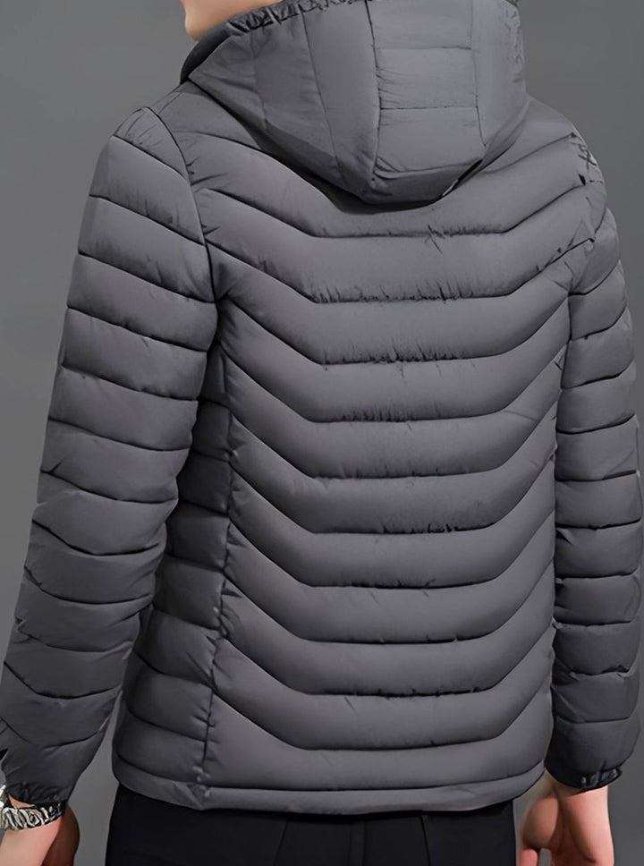 Men's Quilted Puffer Jacket with Removable Hood