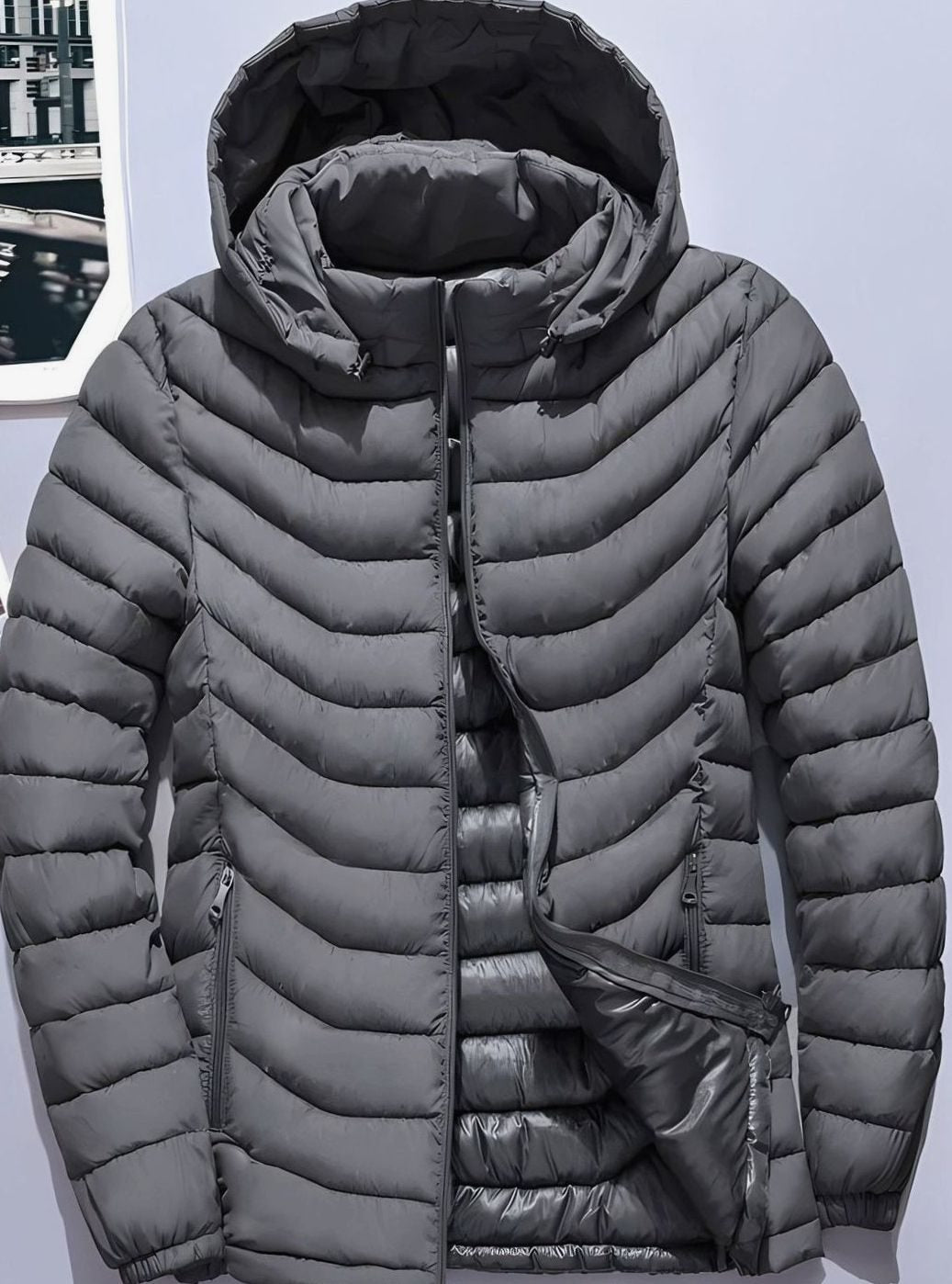 Men's Quilted Puffer Jacket with Removable Hood