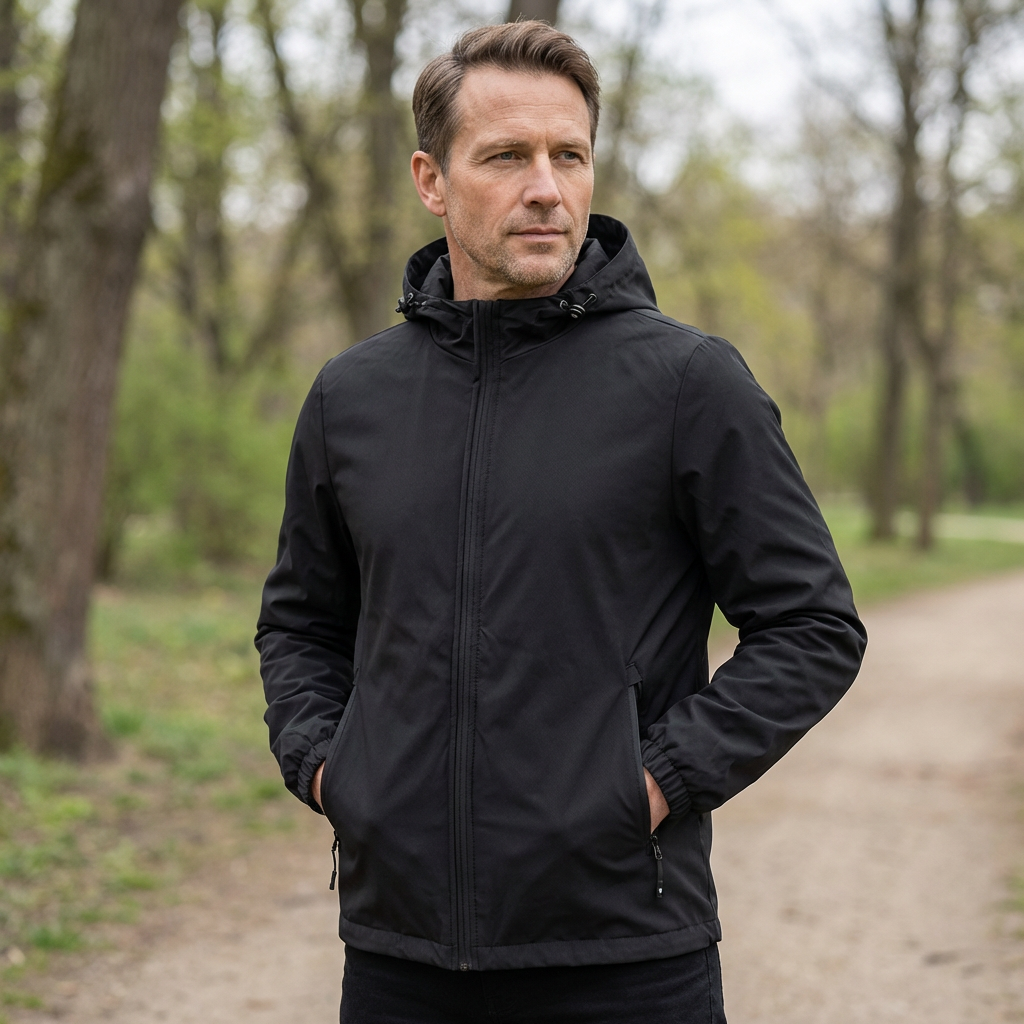 Men's Zip Up Waterproof Jacket with Hood