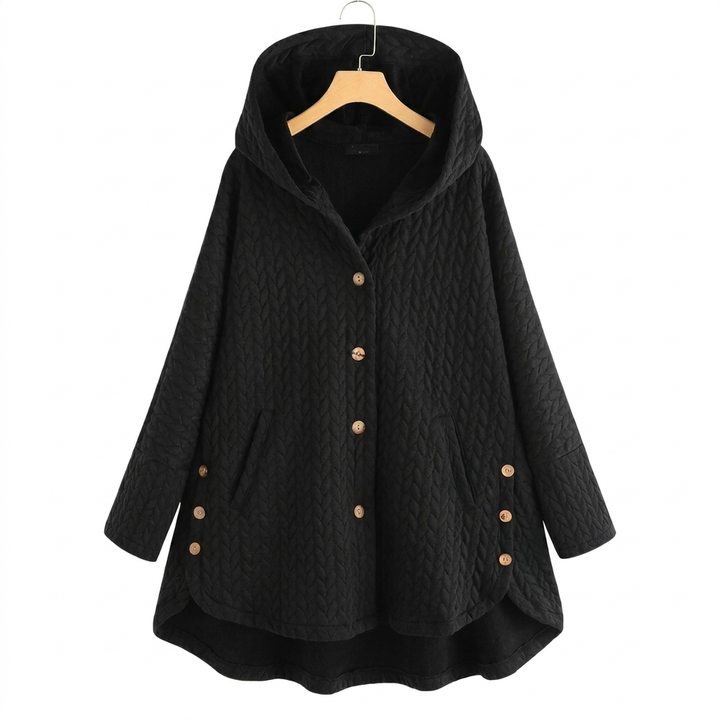 Women's Quilted Hooded Jacket with Button Front