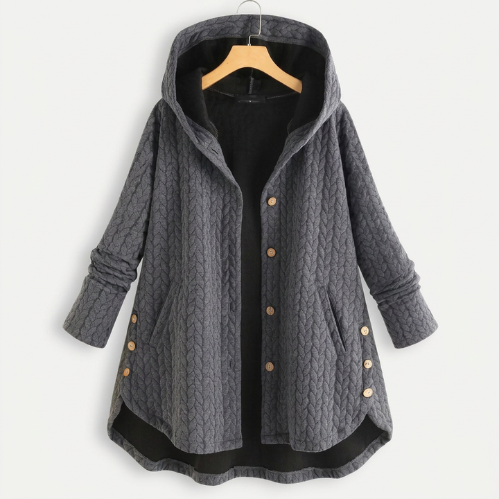 Women's Quilted Hooded Jacket with Button Front