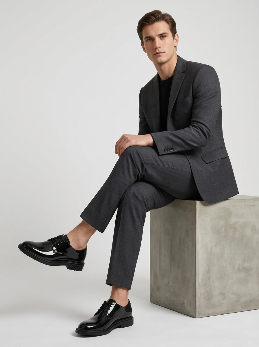 Men's Leather Lace-Up Derby Shoes