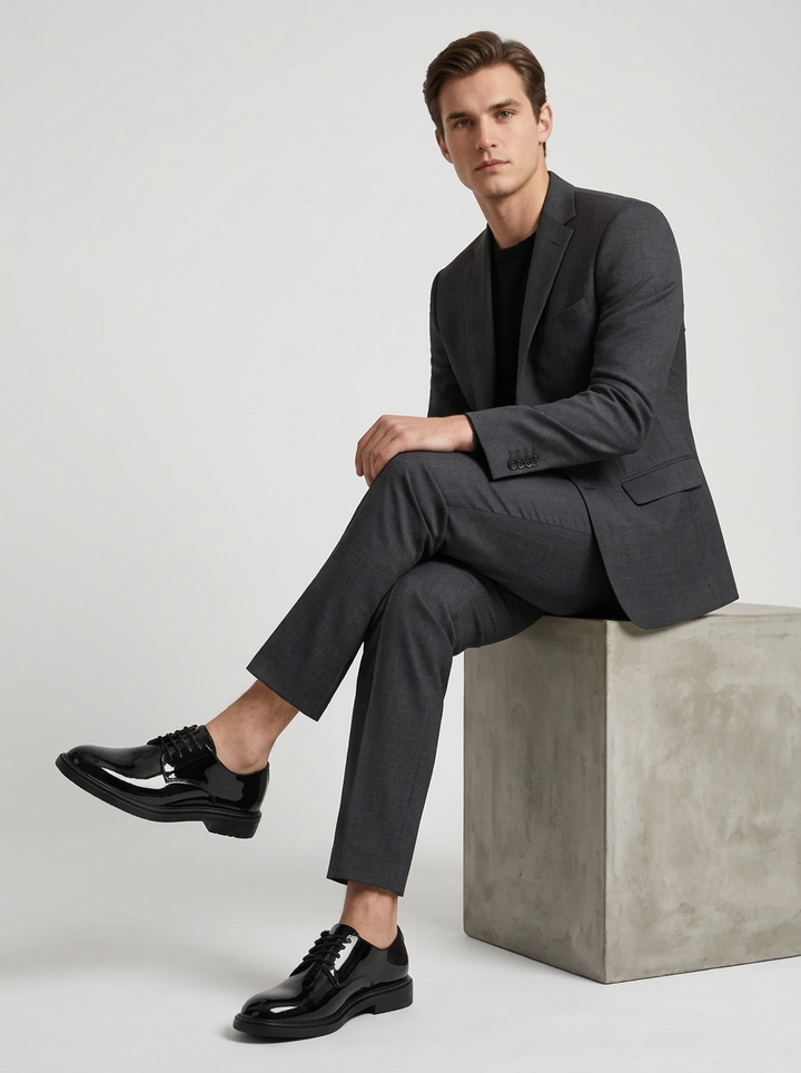 Men's Leather Lace-Up Derby Shoes