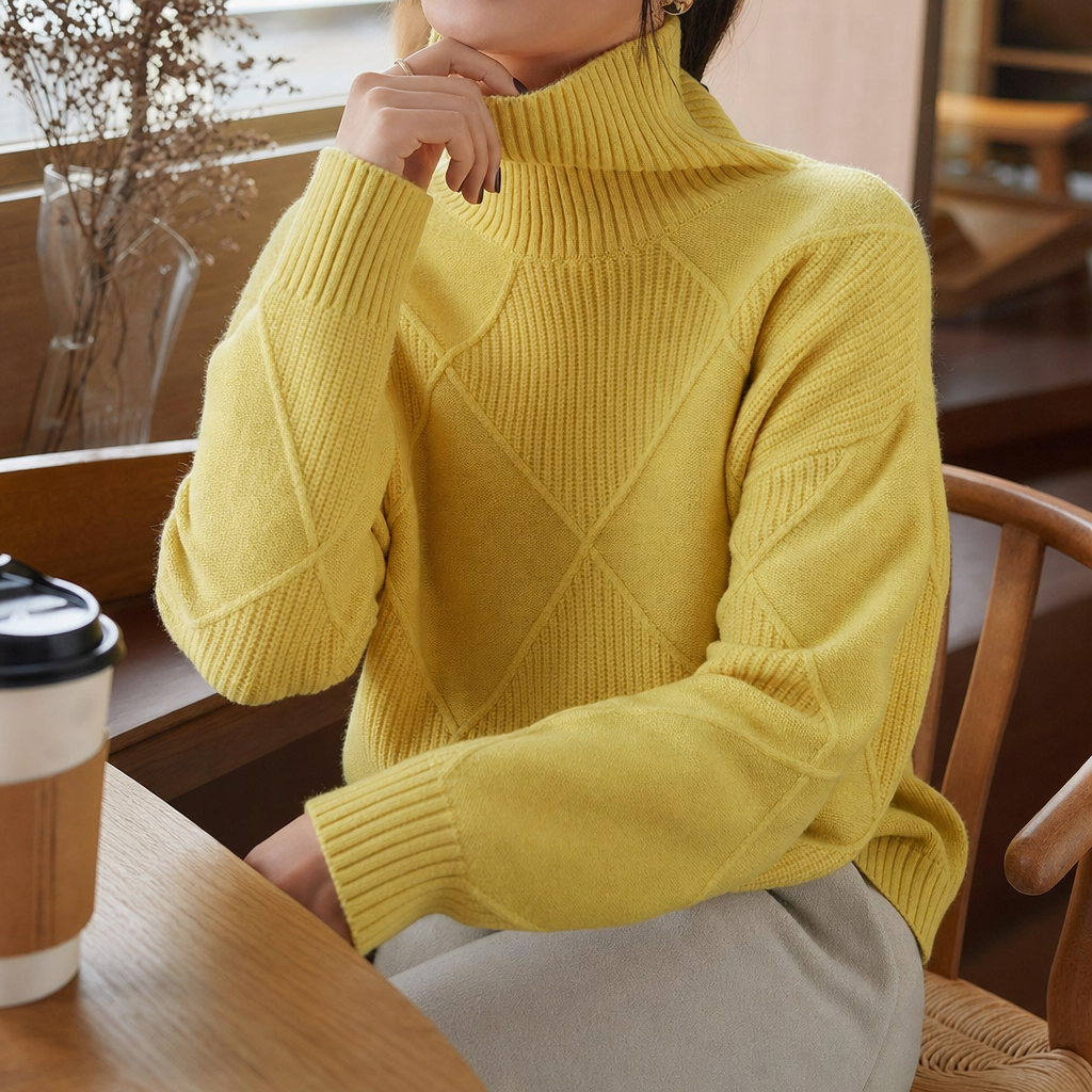 Women's Textured Roll Neck Knit Jumper