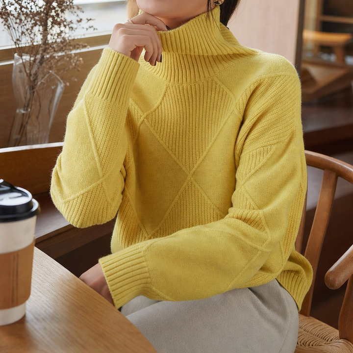 Women's Textured Roll Neck Knit Jumper