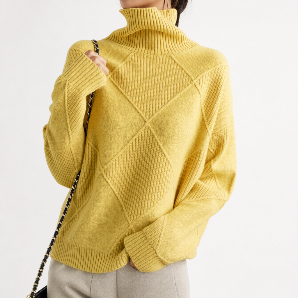 Women's Textured Roll Neck Knit Jumper