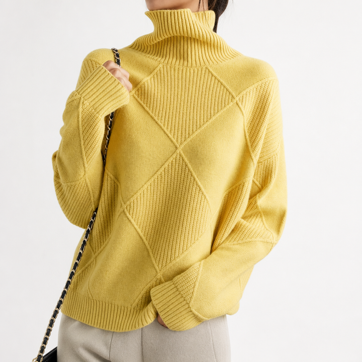 Women's Textured Roll Neck Knit Jumper