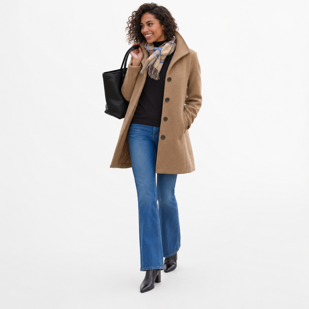 Women's Tailored Button Front Wool Coat