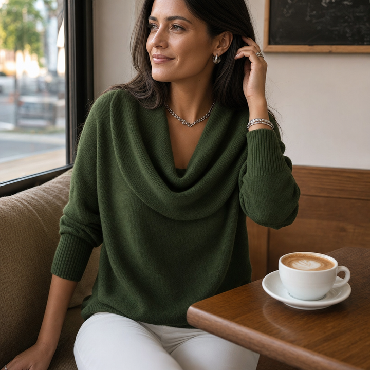 Women's Draped Cowl Neck Knit Jumper