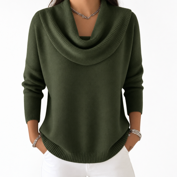 Women's Draped Cowl Neck Knit Jumper