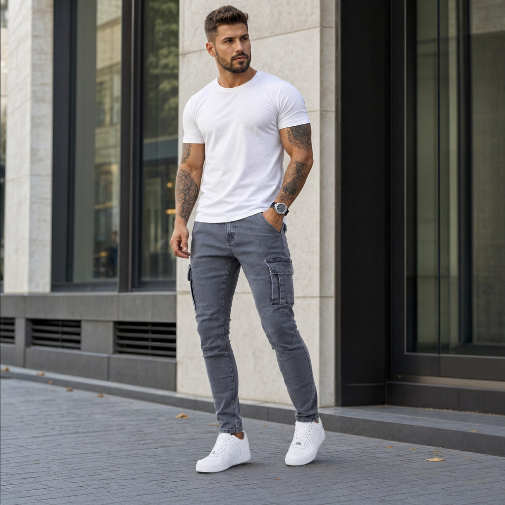 Mens Slim Fit Cargo Trousers