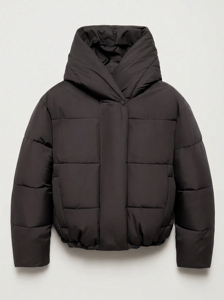 Women's Hooded Quilted Puffer Jacket with Zip Closure