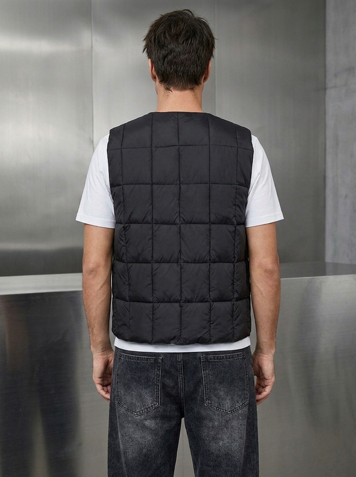 Men's Quilted Windproof Gilet with Front Zip